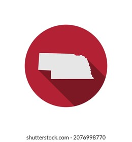 Nebraska state circle map with long shadow
