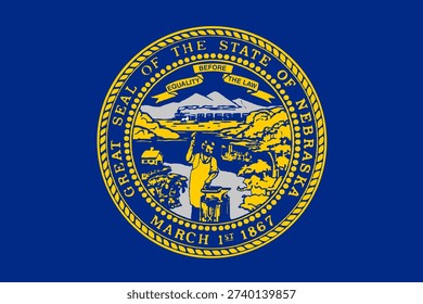 Nebraska state flag 3-2 ratio. Part of The United States of America. Clean design for print, web, or educational use. Vector illustration.