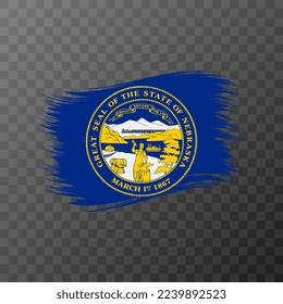 Nebraska state flag in brush style on transparent background. Vector illustration.