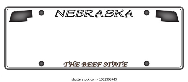 A Nebraska state license plate design isolated on a white background