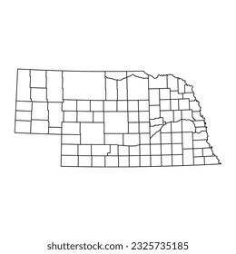 Nebraska state map with counties. Vector illustration.