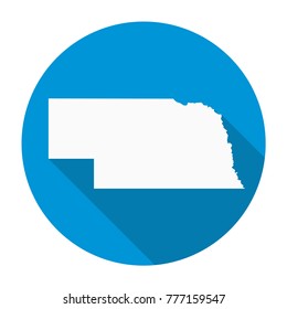 Nebraska state map flat icon with long shadow EPS 10 vector illustration.