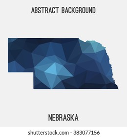 Nebraska state map in geometric polygonal style.Abstract tessellation,modern design background. Vector illustration EPS8