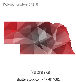 Nebraska state map in geometric polygonal,mosaic style.Abstract gems triangle,modern design background. Vector illustration EPS10