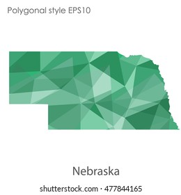 Nebraska state map in geometric polygonal,mosaic style.Abstract gems triangle,modern design background. Vector illustration EPS10