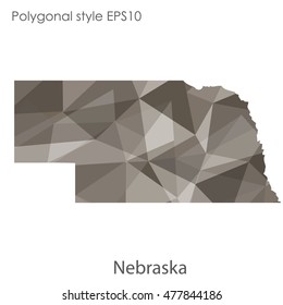Nebraska state map in geometric polygonal,mosaic style.Abstract gems triangle,modern design background. Vector illustration EPS10