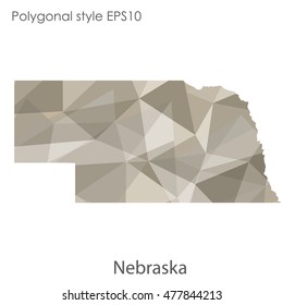 Nebraska state map in geometric polygonal,mosaic style.Abstract gems triangle,modern design background. Vector illustration EPS10