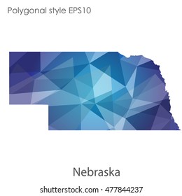Nebraska state map in geometric polygonal,mosaic style.Abstract gems triangle,modern design background. Vector illustration EPS10