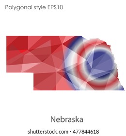 Nebraska state map in geometric polygonal,mosaic style.Abstract gems triangle,modern design background. Vector illustration EPS10