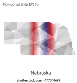 Nebraska state map in geometric polygonal,mosaic style.Abstract gems triangle,modern design background. Vector illustration EPS10