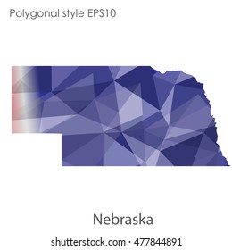 Nebraska state map in geometric polygonal,mosaic style.Abstract gems triangle,modern design background. Vector illustration EPS10
