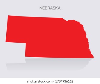 Nebraska State Map Outline isolated for infographics and news media. Republican red for political elections in the United States of America.