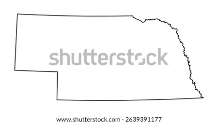 Nebraska state map with outlines on white background