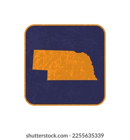 Nebraska state map square with grunge texture. Vector illustration.