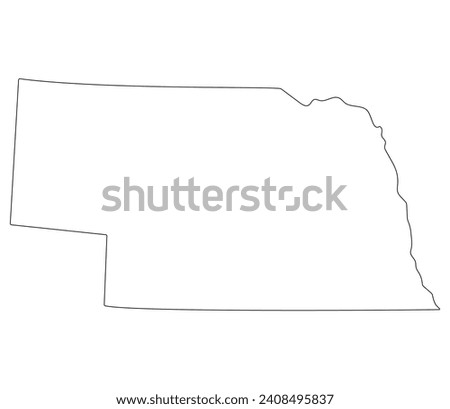 Nebraska state map. Map of the U.S. state of Nebraska.