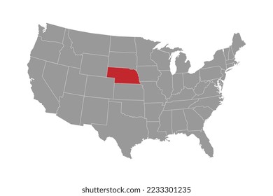 Mapa del estado de Nebraska. Ilustración vectorial.