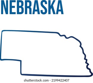 Nebraska State Outline Blue Gradient Map