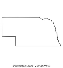 Nebraska State Outline Map, in Black and White