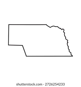 nebraska state outline map in black line