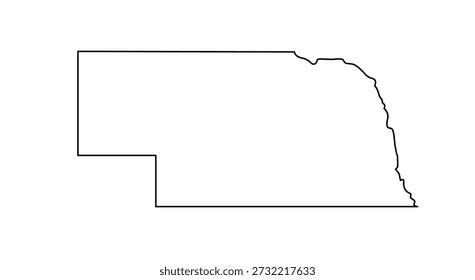 Mapa de contorno del estado de Nebraska con frontera limpia. Silueta de contorno simple del estado de EE. Geografía mínima y concepto de ubicación para el diseño y la impresión. 