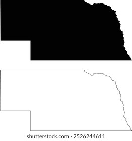 Mapa vetorial do contorno da silhueta do estado de Nebraska