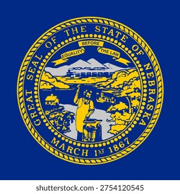 Nebraska state square flag. Part of The United States of America. Clean design for print, web, or educational use. Vector illustration.
