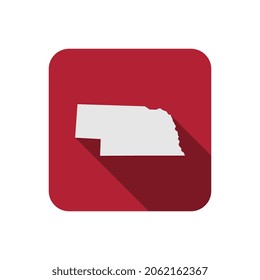 Mapa cuadrado del estado de Nebraska con una sombra larga