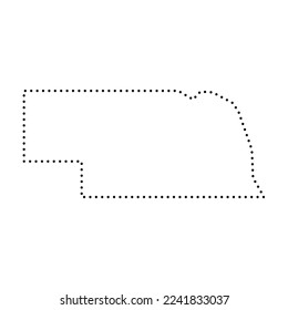 Nebraska state of United States of America, USA. Simplified thick black outline map. Simple flat vector illustration