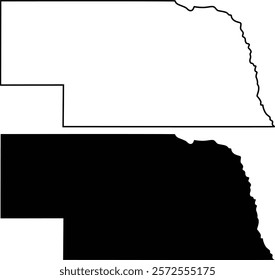 Nebraska state U.S. map outline and silhouette icon design