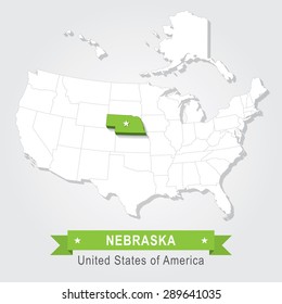 Nebraska state. USA administrative map.