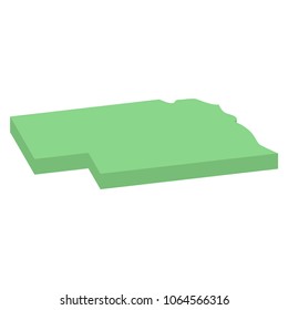 Nebraska state USA isometric map