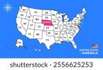 Nebraska State, USA, vector map isolated on United states map.