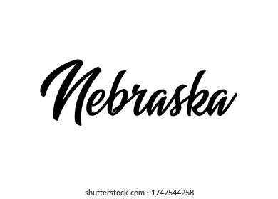 Nebraska, text design. Vector calligraphy. Typography poster. Usable as background