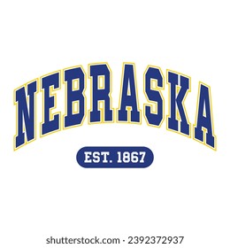 Nebraska typography design vector, usa state shirt design vector. Jersey design vector, T-shirt design for usa 