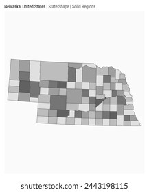 Nebraska, United States. Simple vector map. State shape. Solid Regions style. Border of Nebraska. Vector illustration.