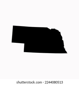 Nebraska US Blank Map Vector Template Black Solid Color and Outline Isolated on White Background. easy to edit