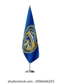 Nebraska US flag on flagpole for official meetings, transparent background, vector