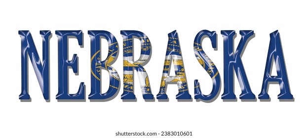 NEBRASKA USA flag text font, 3D NEBRASKA flag colorful background, NEBRASKA flag vector illustration