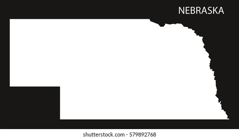 Nebraska USA Map black inverted silhouette