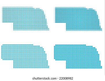 Nebraska (USA) map mosaic set. Isolated on white background.