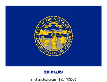 Nebraska (USA State) Flag Vector Illustration on White Background. Flag of the United States of America.