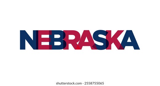 Nebraska, USA typography slogan design. America logo with graphic city lettering for print and web.