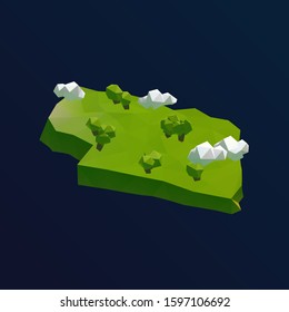 Nebraska Vector Low Poly 3D Cartoon Map