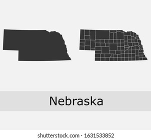 Nebraska vector maps counties, townships, regions, municipalities, departments, borders