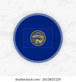 Nebraskan Flag in a Circular Emblem Design, Abstract Round Sticker Illustration. This high-quality vector graphic is perfect for use in patriotic designs, international events, sport competitions.