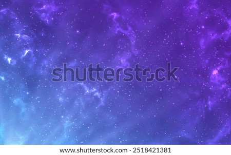 Nebula background. Blue realistic cosmos. Glowing starry wallpaper. Beautiful color galaxy. Shining milky way. Cosmos gradient texture with bright stars. Vector illustration.