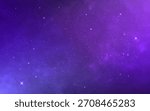 Nebula background. Glowing starry cosmos. Purple space texture. Magic stardust galaxy. Outer space wallpaper. Realistic cosmic clouds with bright stars. Infinity color universe. Vector illustration.