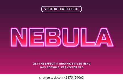 Nebula editable text effect template, futuristic neon galaxy text style, premium vector