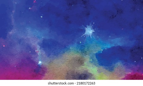  
Nebel und Galaxien im tiefen Raum. 
Astronomie abstrakter Konzepthintergrund. Galaxy kreative Hintergrundbilder. Aquarell. Vektorgrafik. Clipart