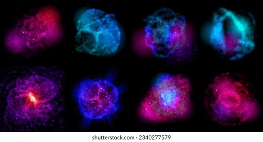 Nebula, galaxy, universe illustration. Vector cosmic cloud stardust space